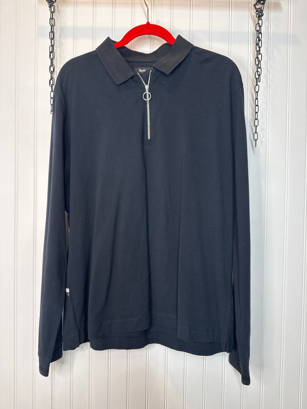 Rapha Men’s Black Long Sleeve Polo Shirt Performance Casual Size XL